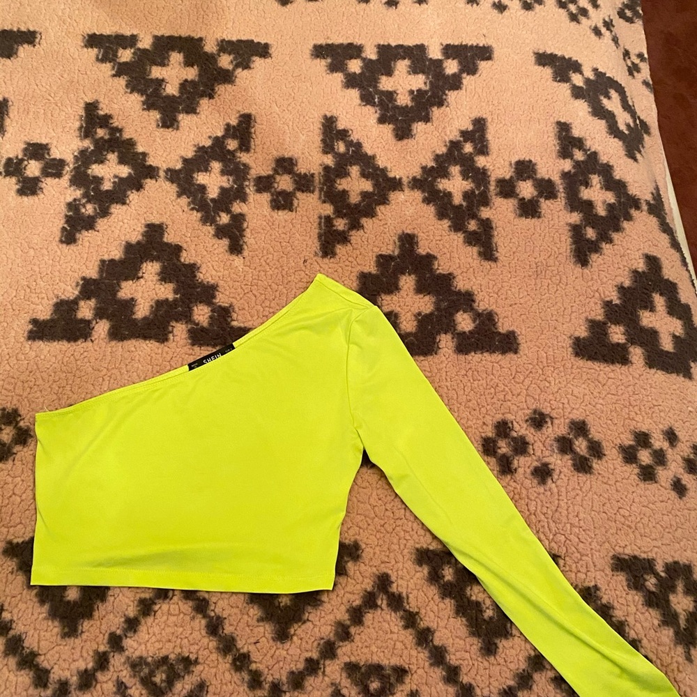 Lime green one sleeve top
